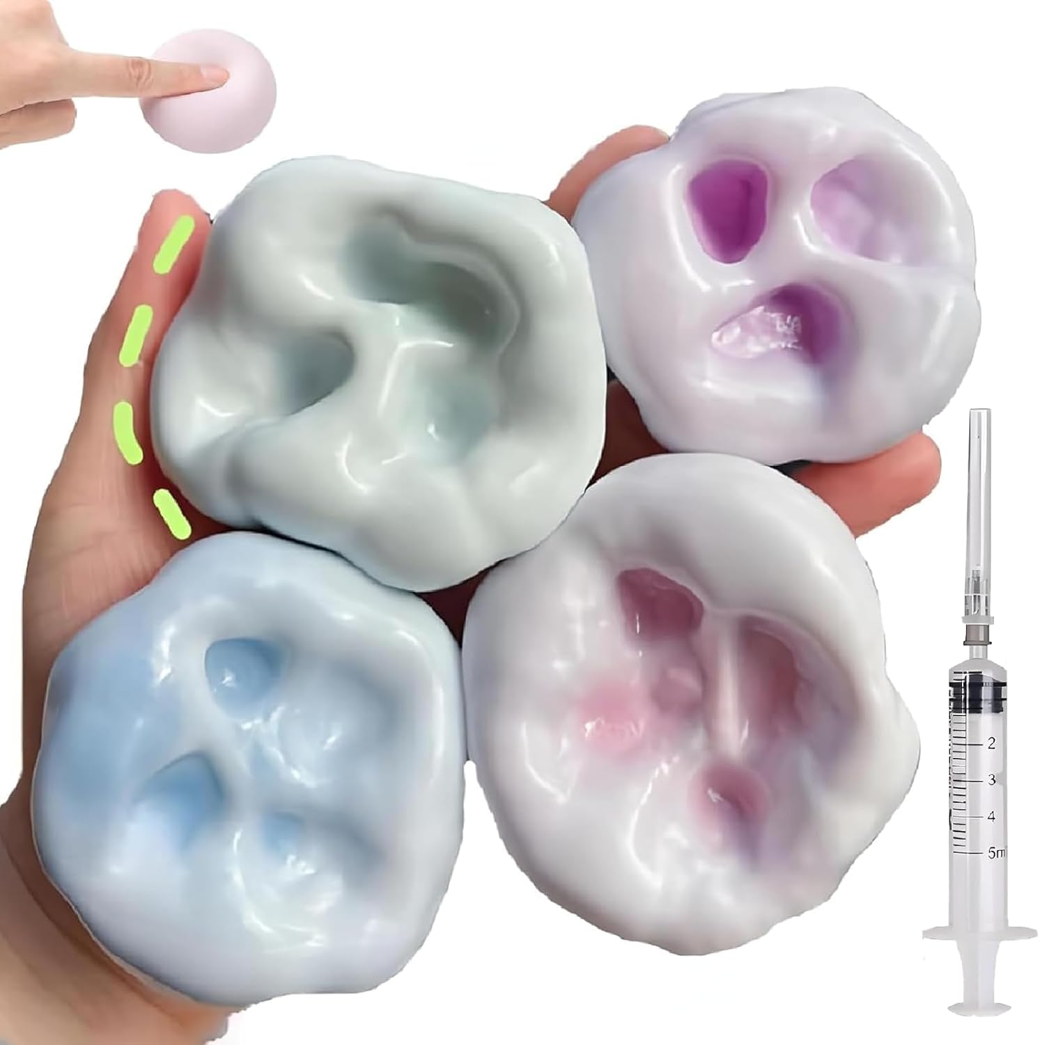 4PCS Handmade Squishy Stress Balls – Soft Sensory Fidget Squeeze Toys for Stress & Anxiety Relief (Mochi Collection)