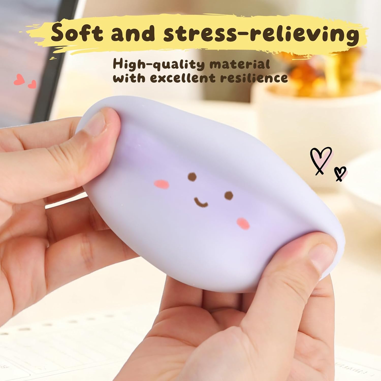 4PCS Handmade Squishy Stress Balls – Soft Sensory Fidget Squeeze Toys for Stress & Anxiety Relief (Mochi Collection)