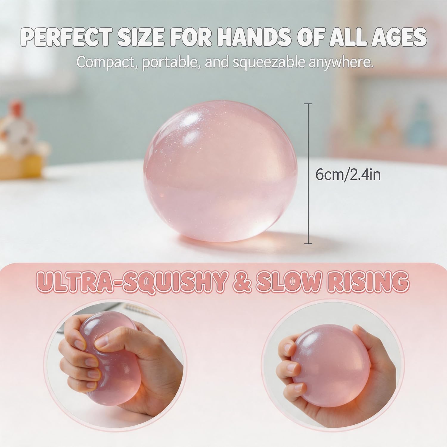 2PCS Handmade Coconut Squishy Stress Balls – Slow Rising Sensory Fidget Toys for Stress Relief & Relaxation