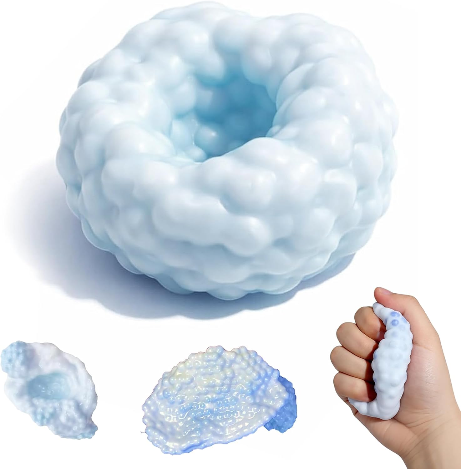 ASMR Crunchy Bead-Filled Squishy Stress Ball – Satisfying Sensory Fidget Toy for Stress Relief (Blue)