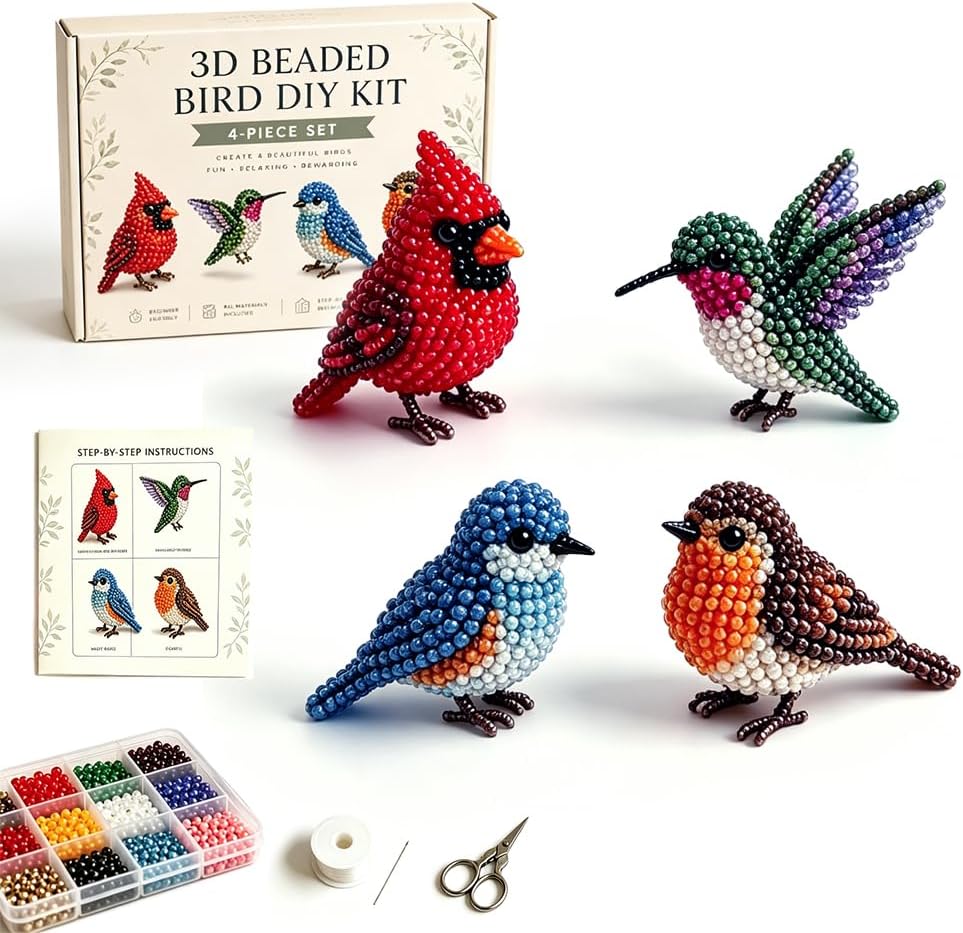 3D Beaded Bird DIY KitCreate Beautiful Mini Bird Models with Colorful Beads – Perfect for Beginners, Teens & Craft Lovers