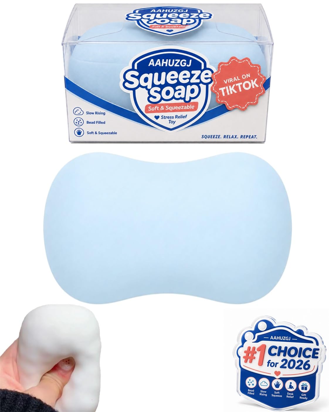 Crunchy Soap Squishy – Handmade Bead Filled ASMR Sensory Toy with Realistic Soap Design