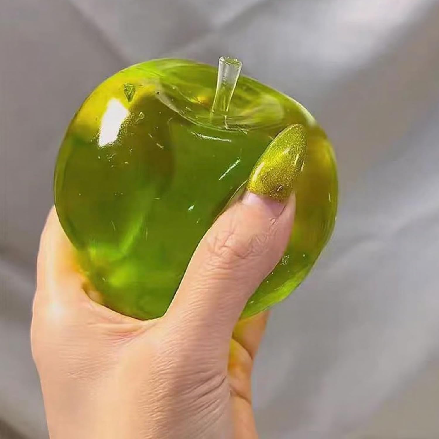 Handmade Apple Taba Squishy – Clear Silicone Stress Relief Fidget Toy for Kids & Adults