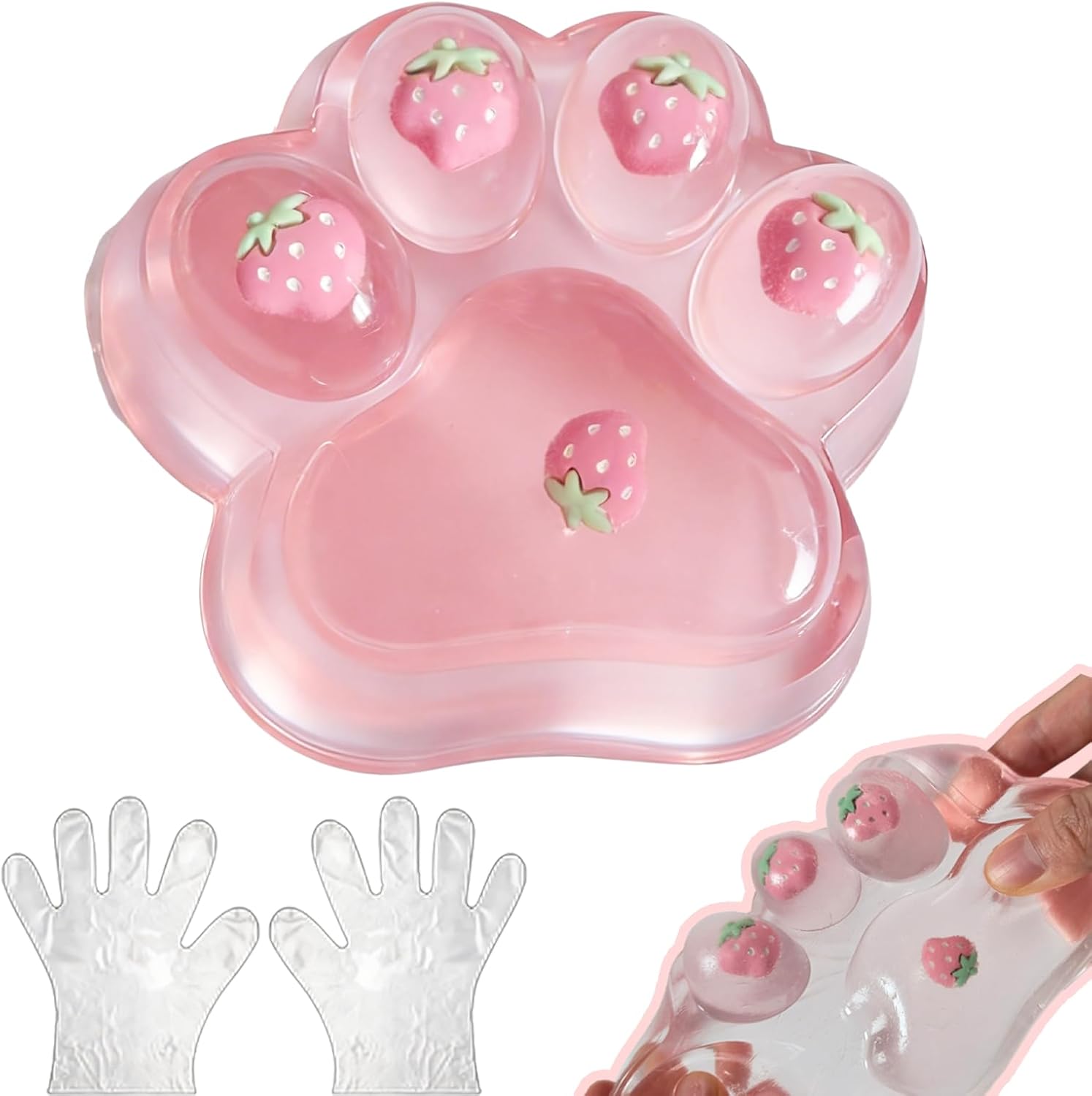 Large Pink Cat Paw Taba Squishy – Handmade Sensory Stress Relief Toy