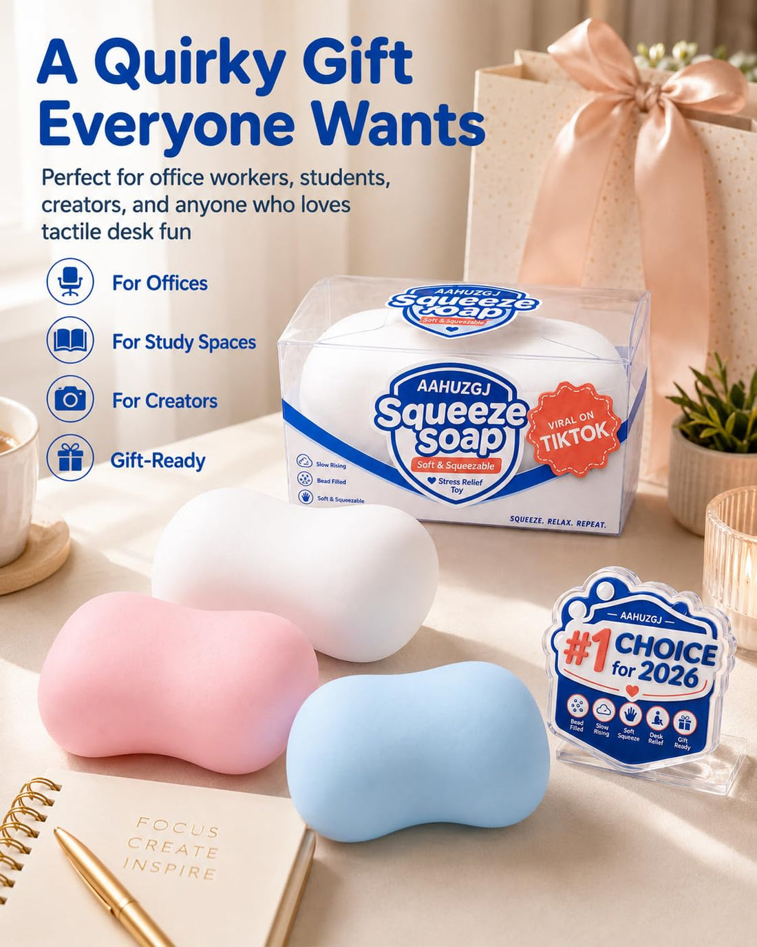 Crunchy Soap Squishy – Handmade Bead Filled ASMR Sensory Toy with Realistic Soap Design