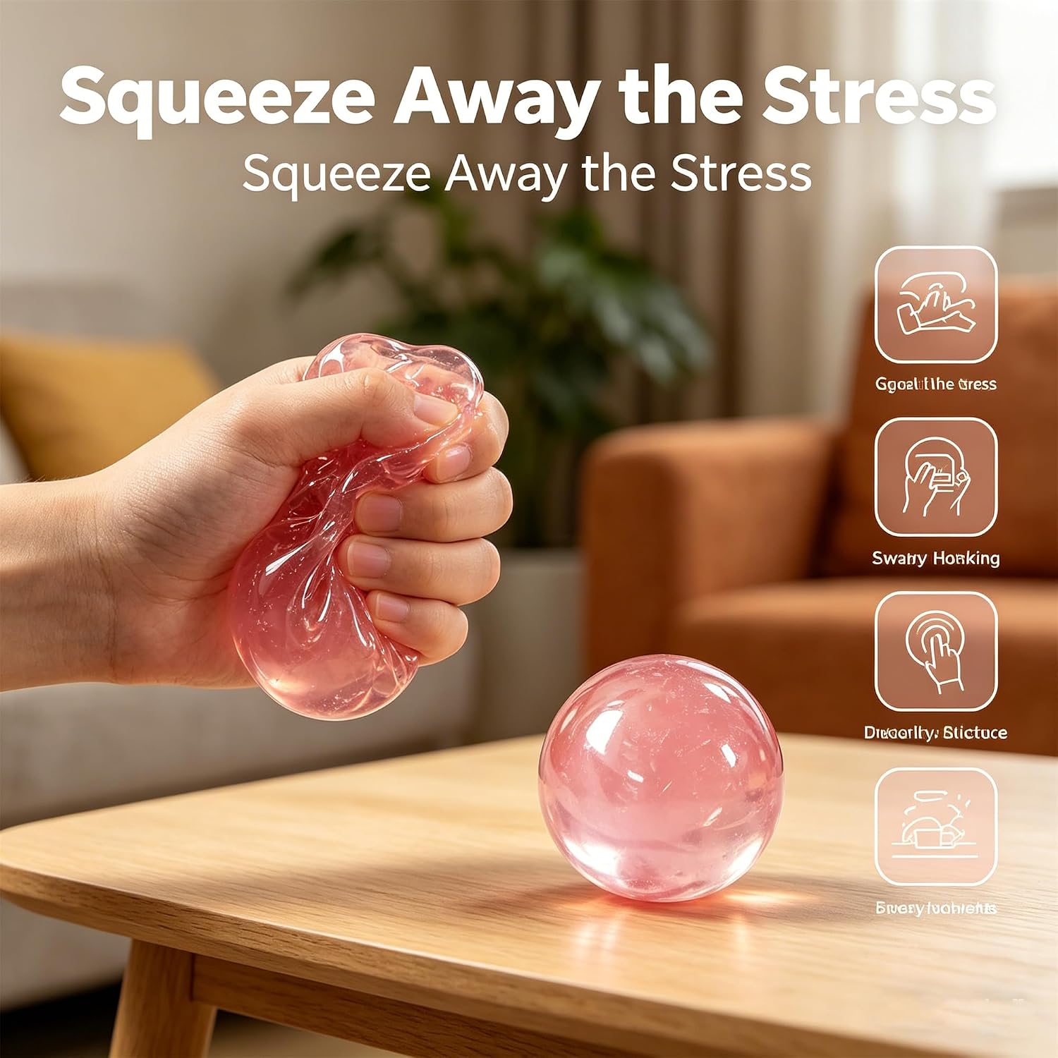 Handmade Coconut Oil Crunchy Squishy Stress Ball – Slow Rising Fidget Toy (Red)