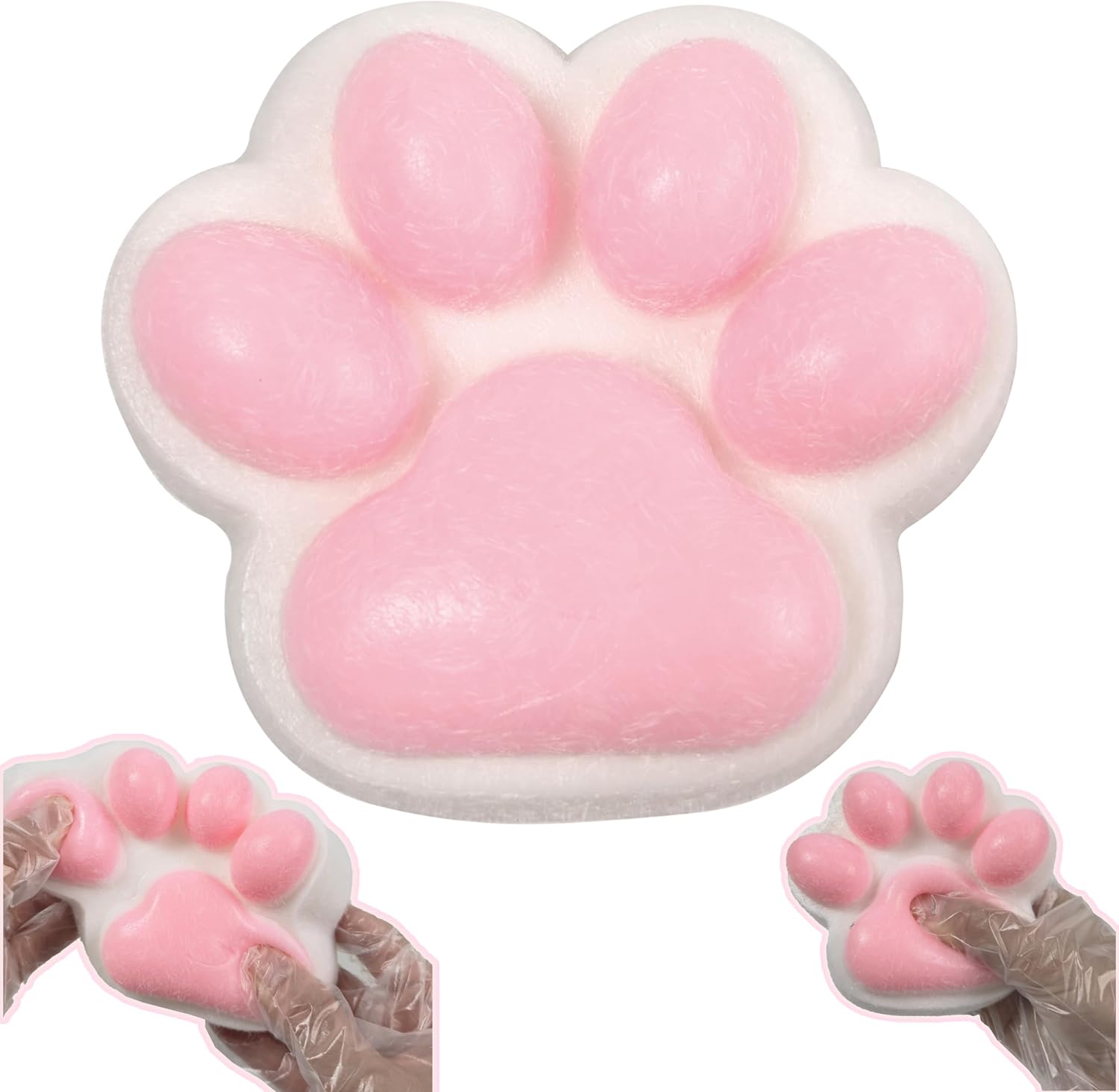 Large Pink Cat Paw Taba Squishy – Handmade Sensory Stress Relief Toy