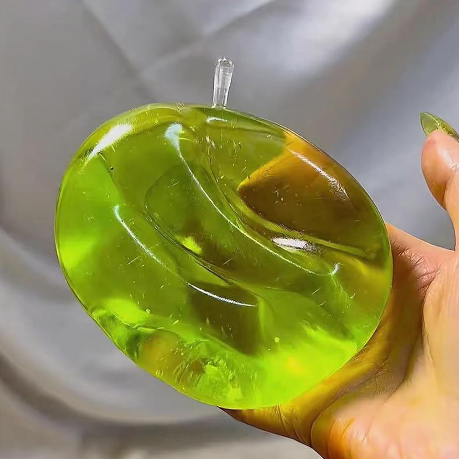 Handmade Apple Taba Squishy – Clear Silicone Stress Relief Fidget Toy for Kids & Adults