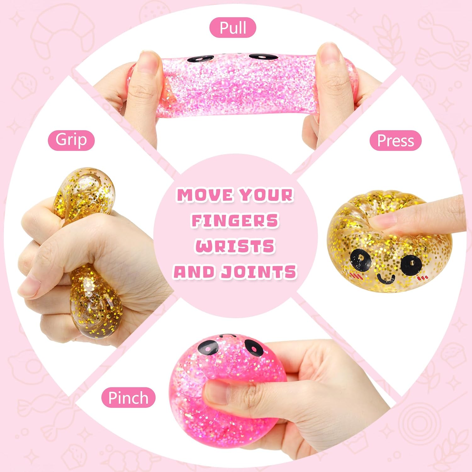 Two 1.9-inch "sweet pellets" glitter soft surprise boxes