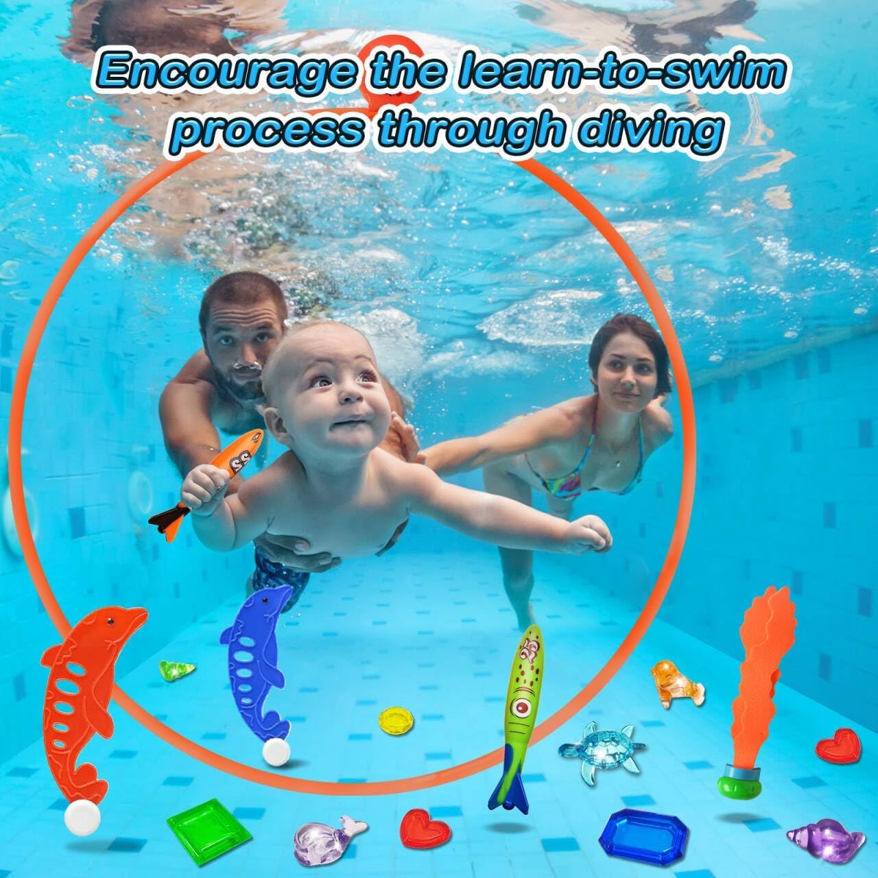 "28-Piece Pool Diving Rings Set – Underwater Treasure Swim Game"