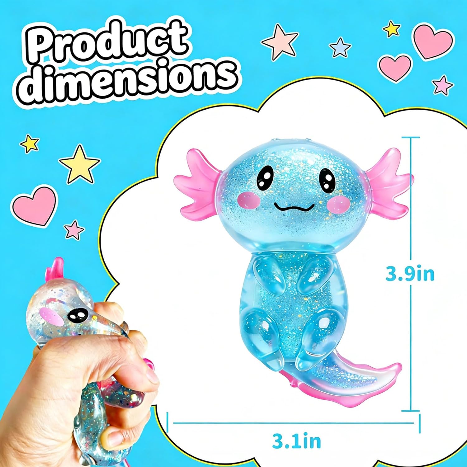2 Pcs Axolotl Squishy Stress Relief Toy
