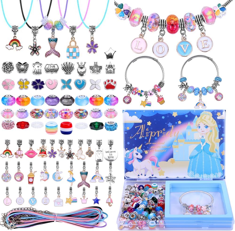 208 Pieces Charm Bracelet Making Kit,Unicorn Mermaid Crafts Gifts Set Can Inspires Imagination and