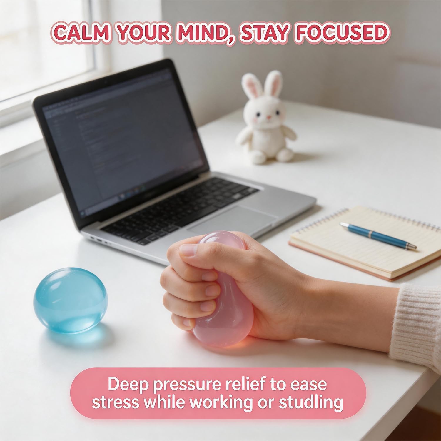2PCS Handmade Coconut Squishy Stress Balls – Slow Rising Sensory Fidget Toys for Stress Relief & Relaxation