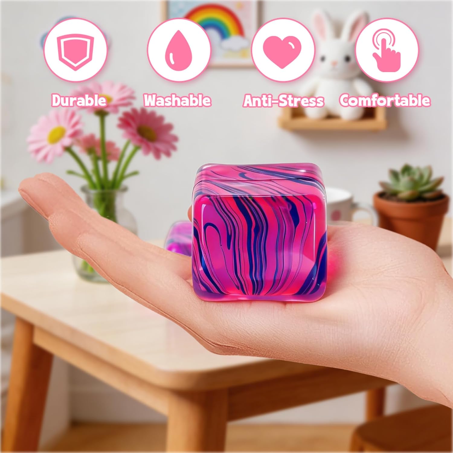3PCS Taba Squishy Stress Cubes – Soft Fidget Toys for Stress Relief, Anxiety Relief & Sensory Play for Kids and Adults
