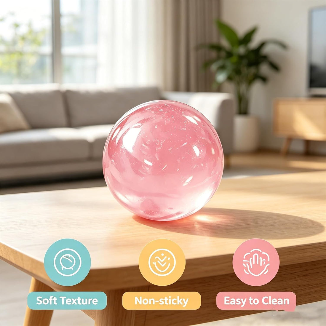 Handmade Coconut Oil Crunchy Squishy Stress Ball – Slow Rising Fidget Toy (Red)