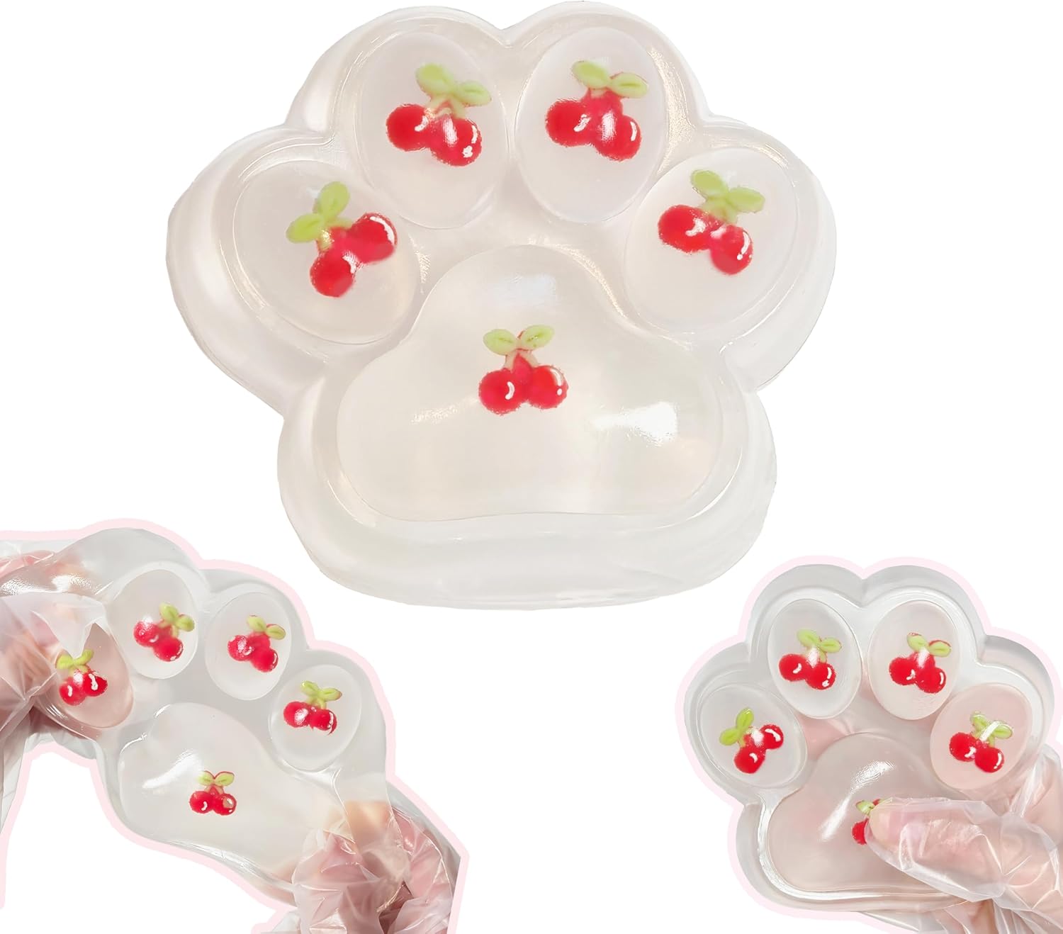 Large Pink Cat Paw Taba Squishy – Handmade Sensory Stress Relief Toy