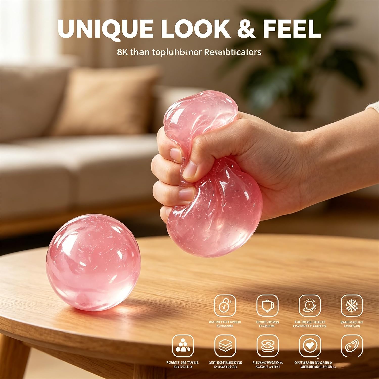 Handmade Coconut Oil Crunchy Squishy Stress Ball – Slow Rising Fidget Toy (Red)
