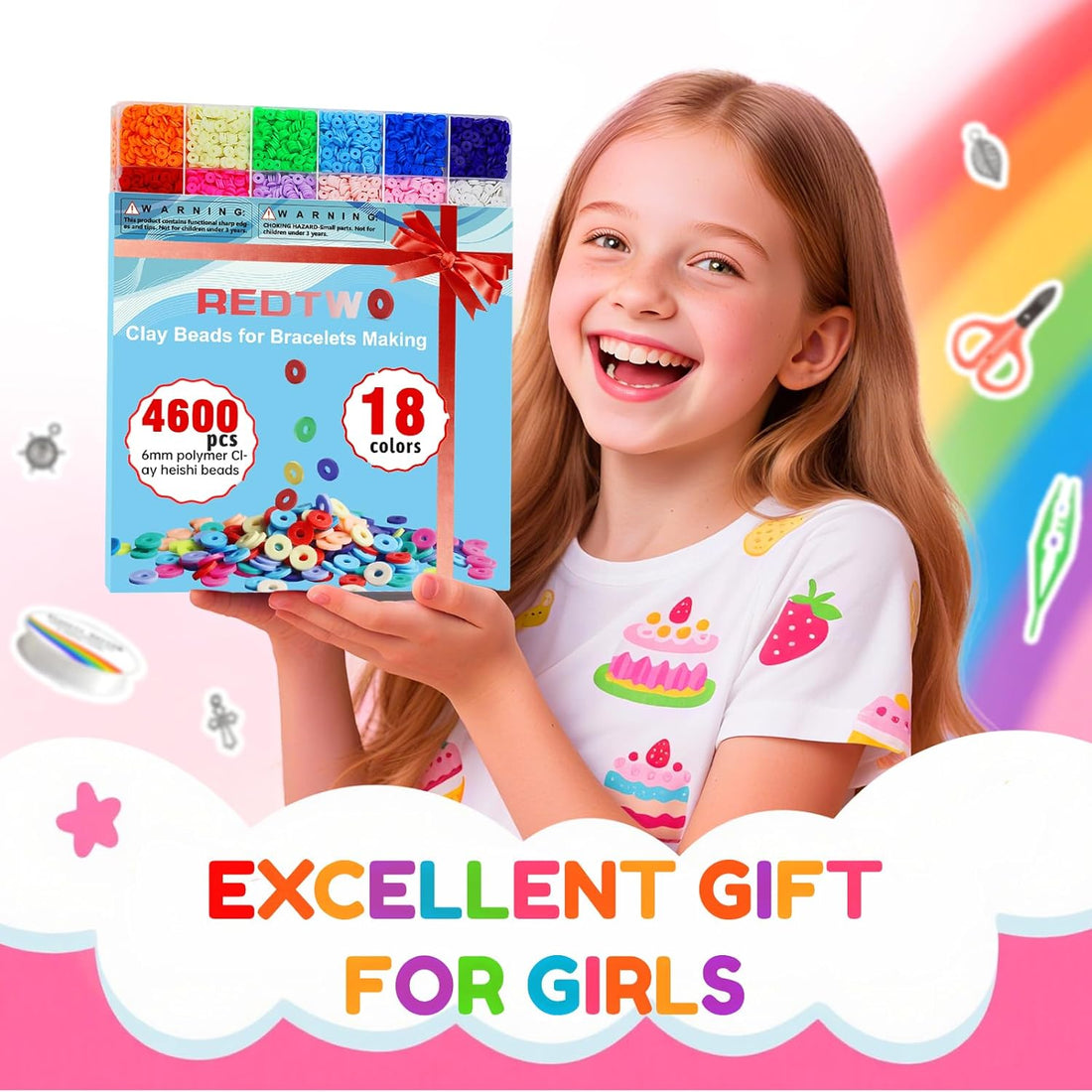 Redtwo 5100 Clay Beads Bracelet Making Kit, Flat Preppy Beads for Friendship