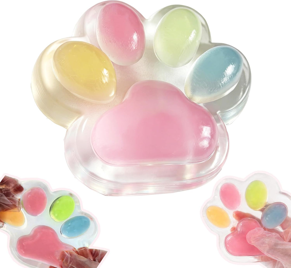 Large Pink Cat Paw Taba Squishy – Handmade Sensory Stress Relief Toy