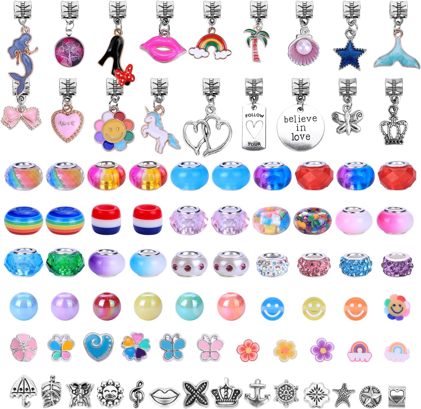 208 Pieces Charm Bracelet Making Kit,Unicorn Mermaid Crafts Gifts Set Can Inspires Imagination and