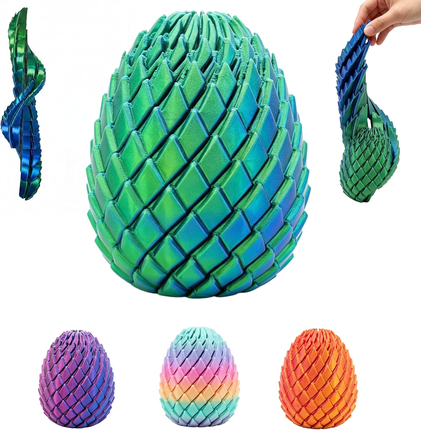 3D Printed Fidget Toy, Twisty Dragon Eggs, Spiral Slippery Egg Fidget Toy