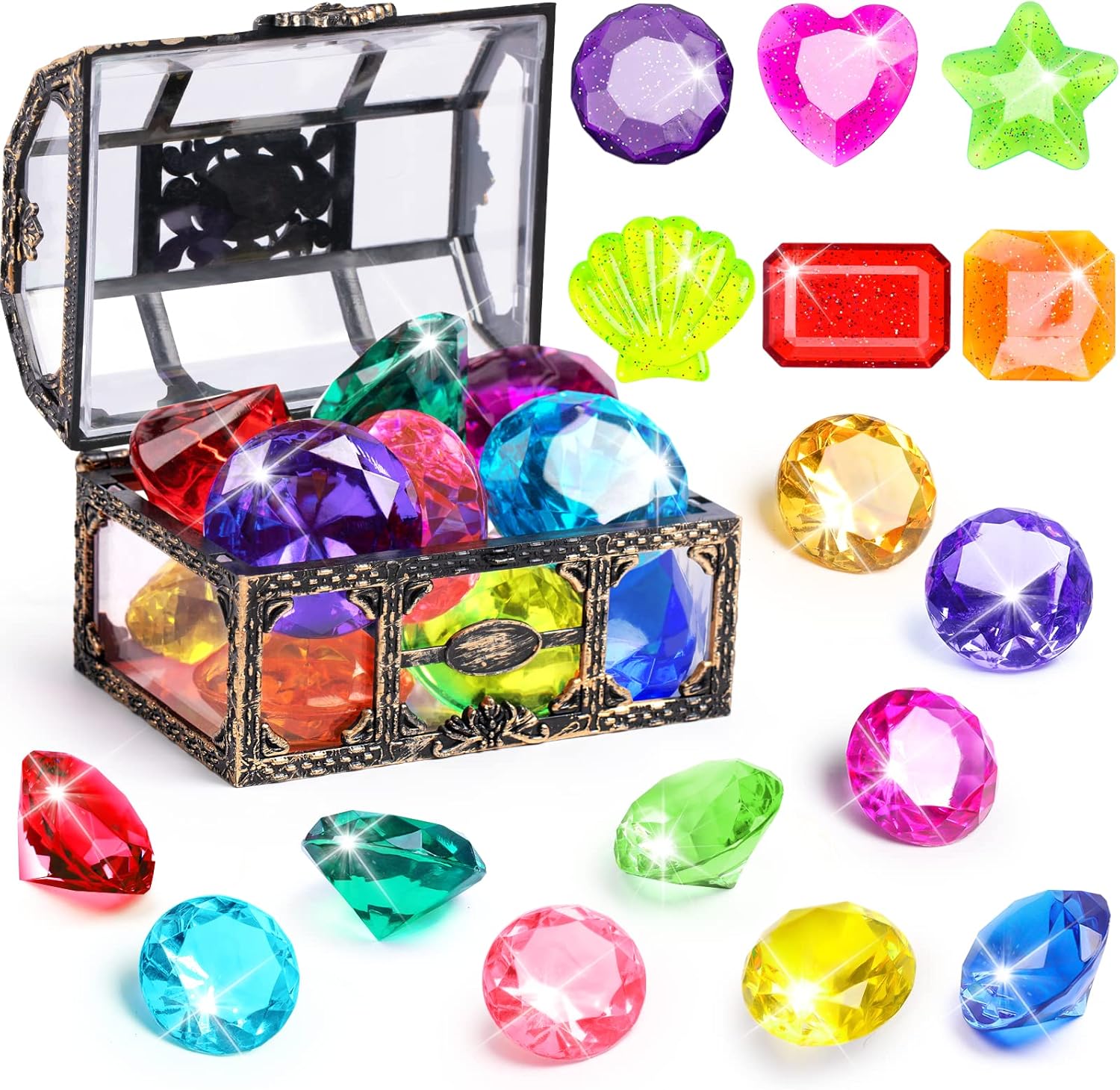 10-Pie10-Piece Giant Diving Gems Pool Toys – Colorful Underwater Treasure Hunting Setce Giant Diving Gems Pool Toys – Colorful Underwater Treasure Hunting Set