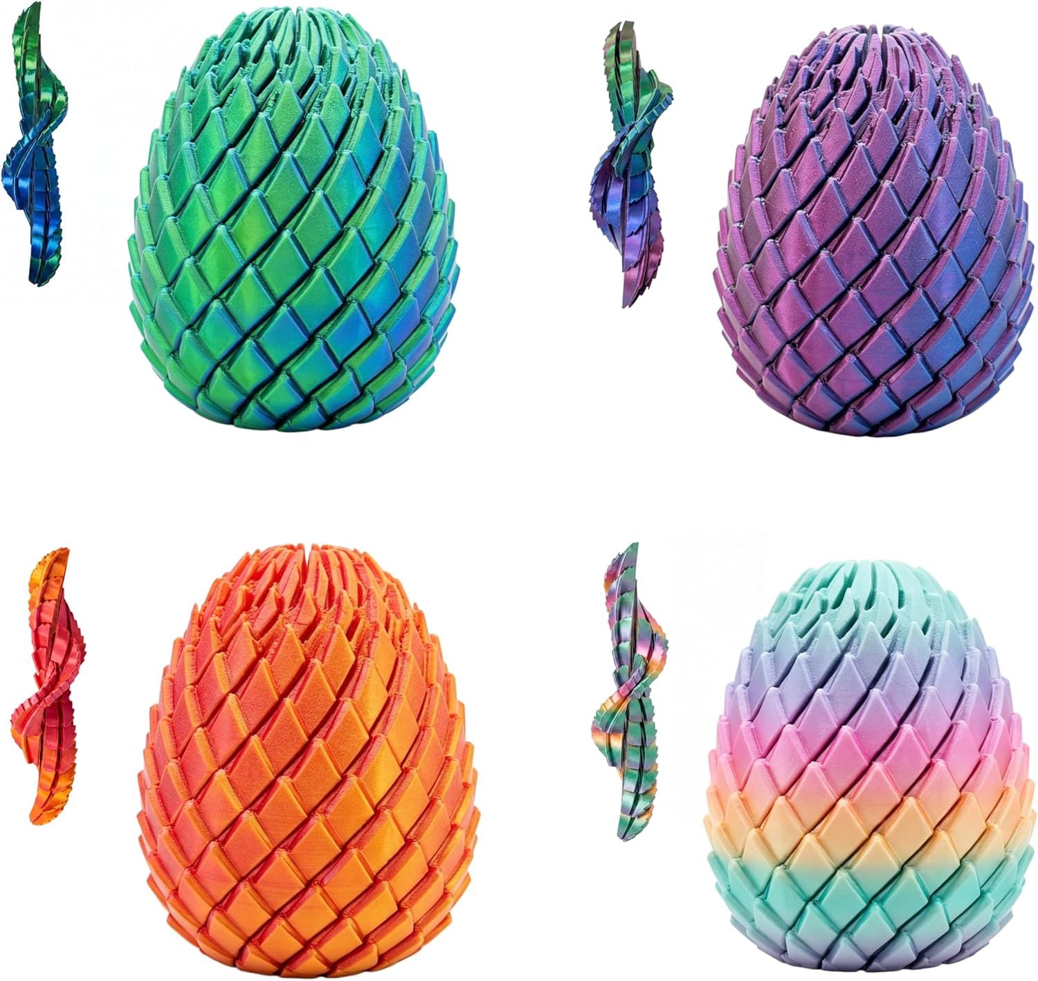 3D Printed Fidget Toy, Twisty Dragon Eggs, Spiral Slippery Egg Fidget Toy