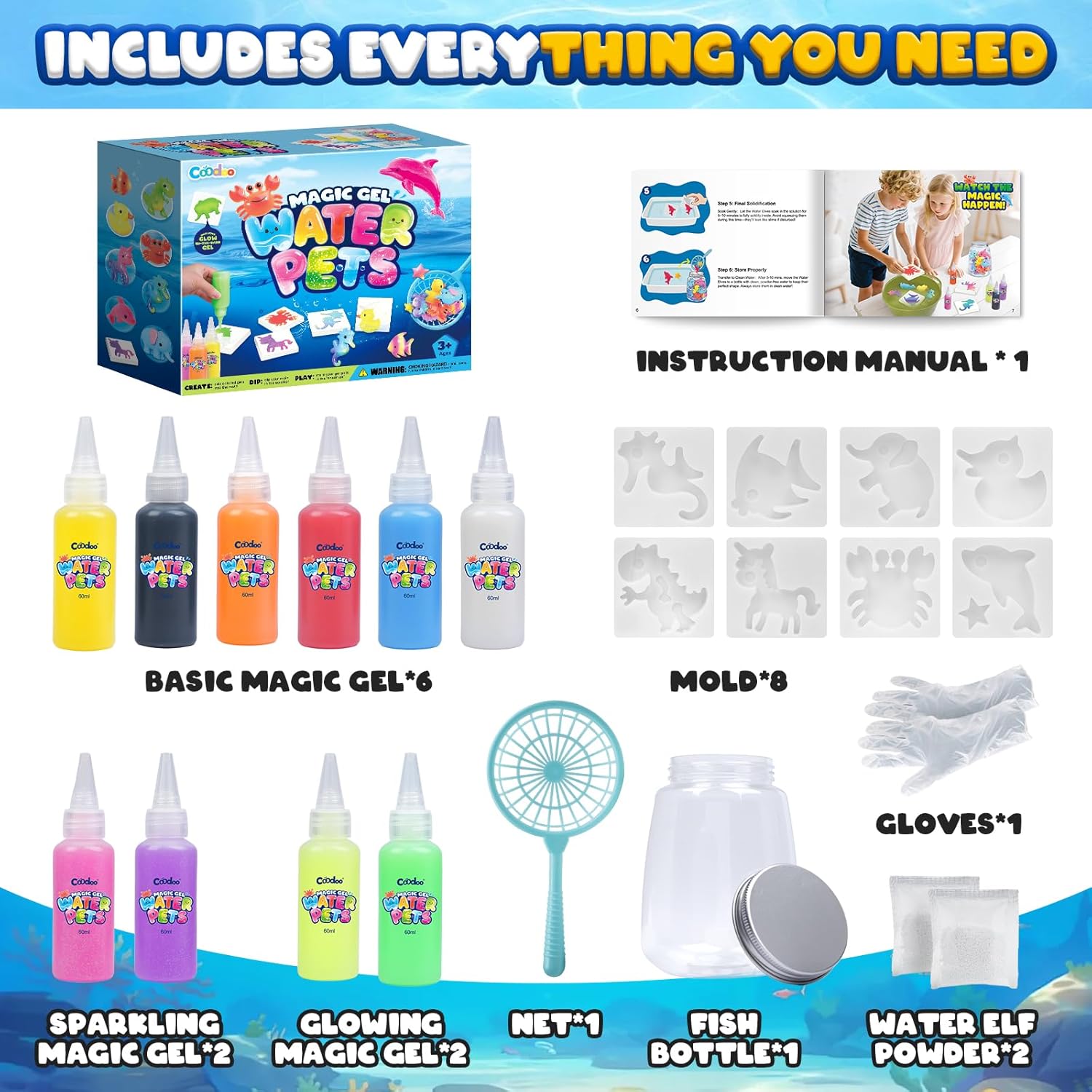 Magic Water Elf DIY Craft Kit for Kids – Create Your Own Water Elf Pets & Squishy Toys
