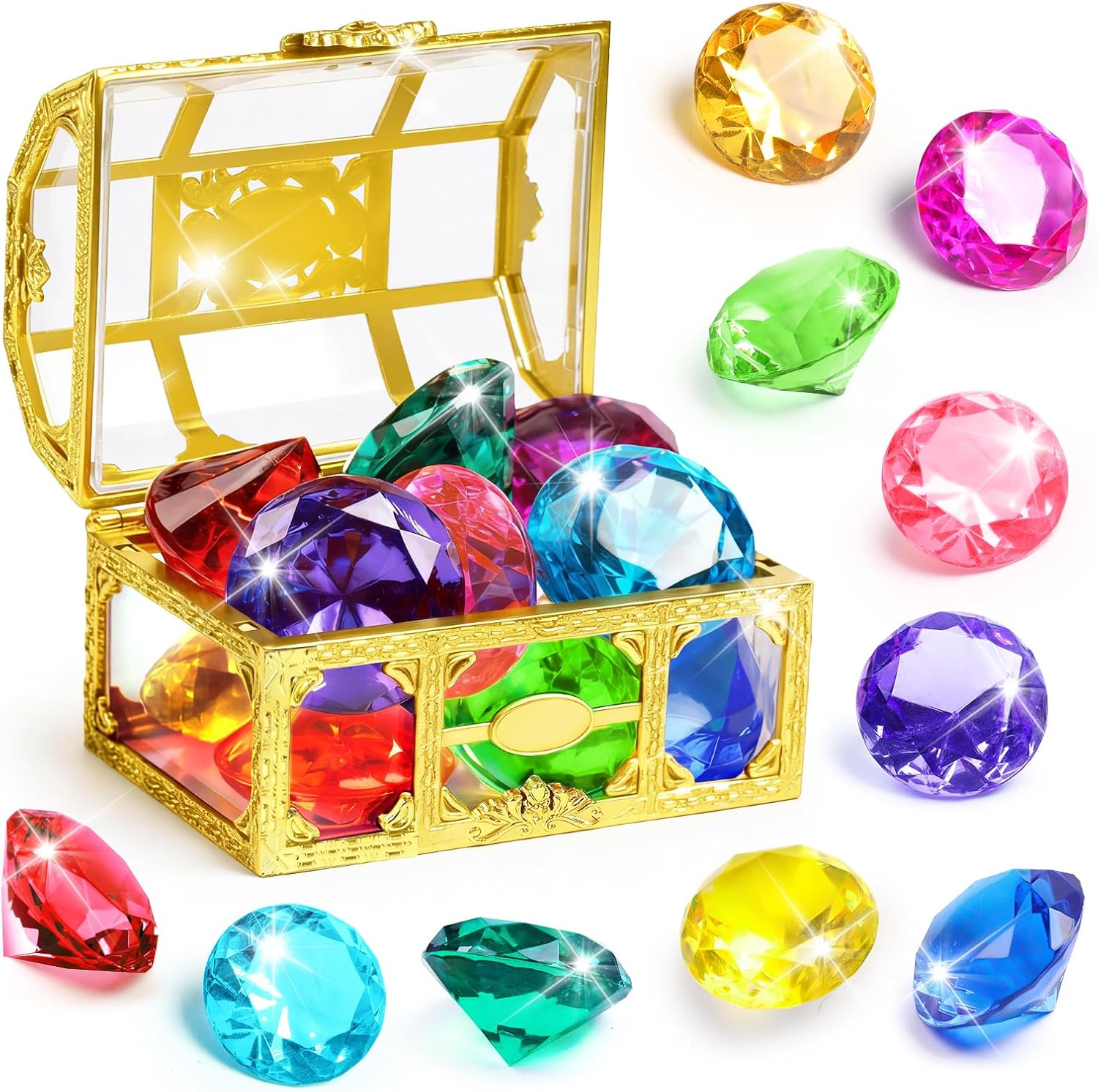10-Pie10-Piece Giant Diving Gems Pool Toys – Colorful Underwater Treasure Hunting Setce Giant Diving Gems Pool Toys – Colorful Underwater Treasure Hunting Set