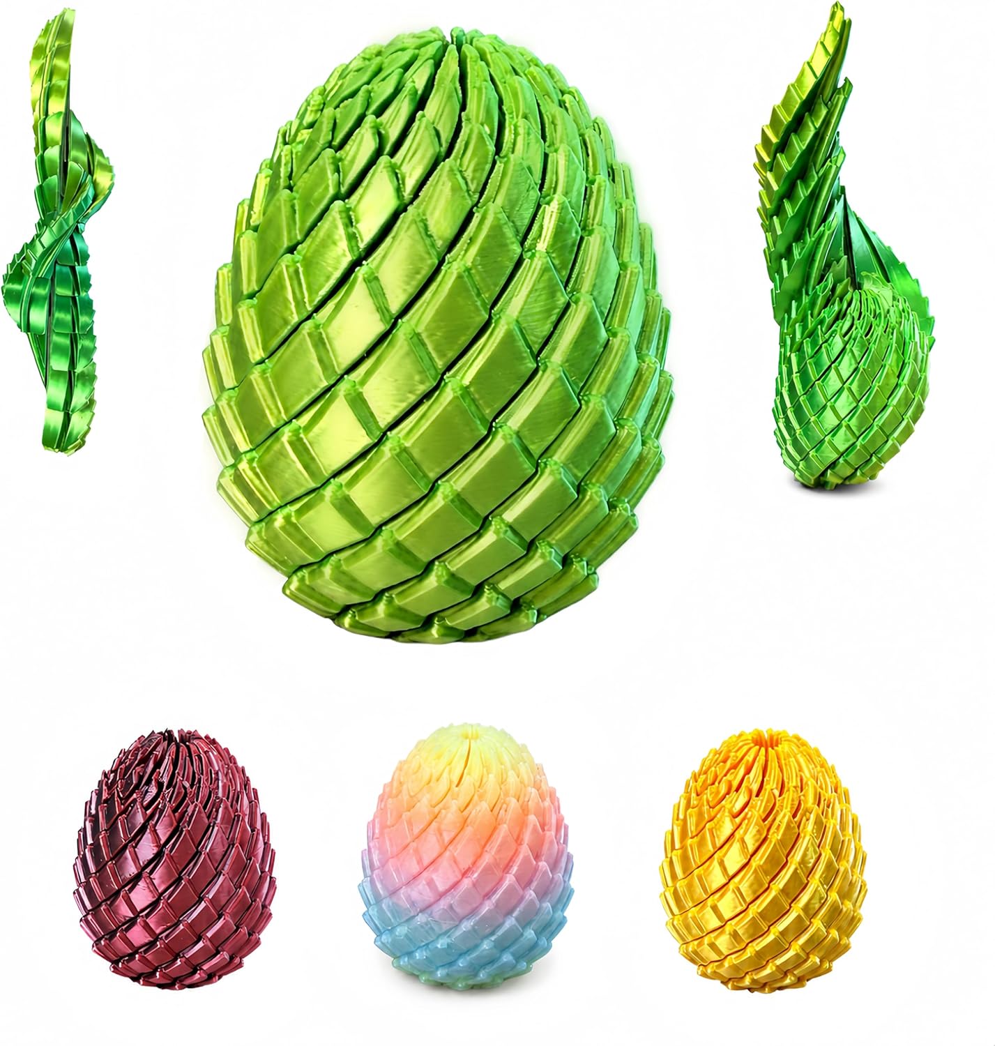 3D Printed Fidget Toy, Twisty Dragon Eggs, Spiral Slippery Egg Fidget Toy