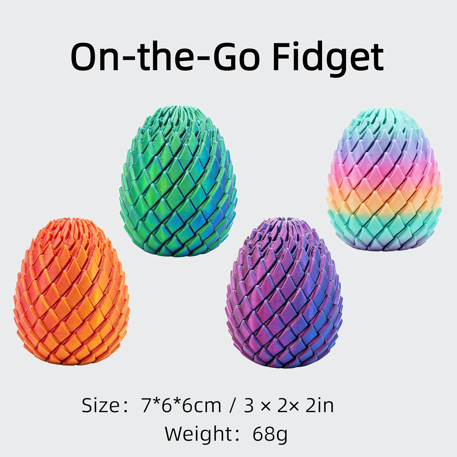 3D Printed Fidget Toy, Twisty Dragon Eggs, Spiral Slippery Egg Fidget Toy
