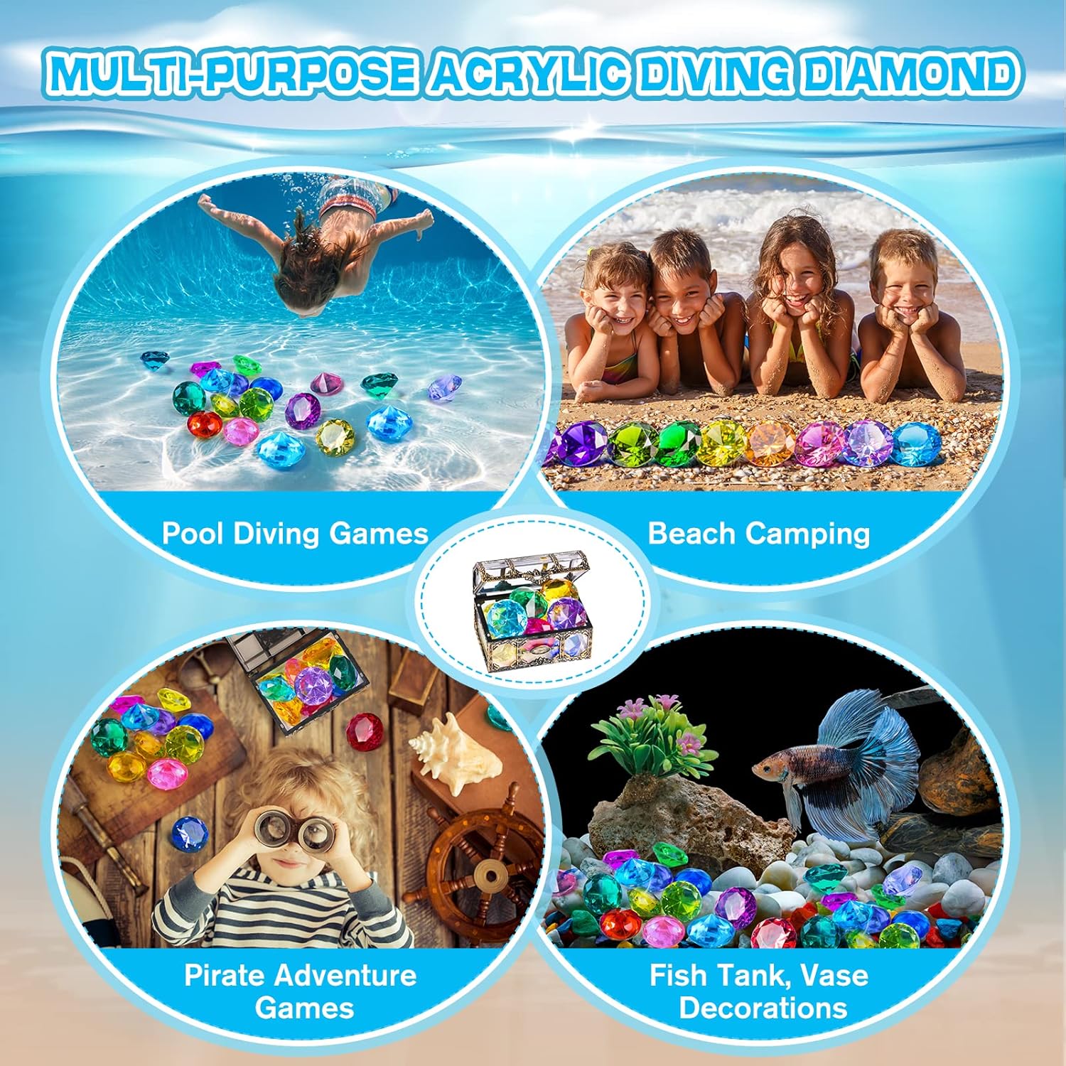 10-Pie10-Piece Giant Diving Gems Pool Toys – Colorful Underwater Treasure Hunting Setce Giant Diving Gems Pool Toys – Colorful Underwater Treasure Hunting Set