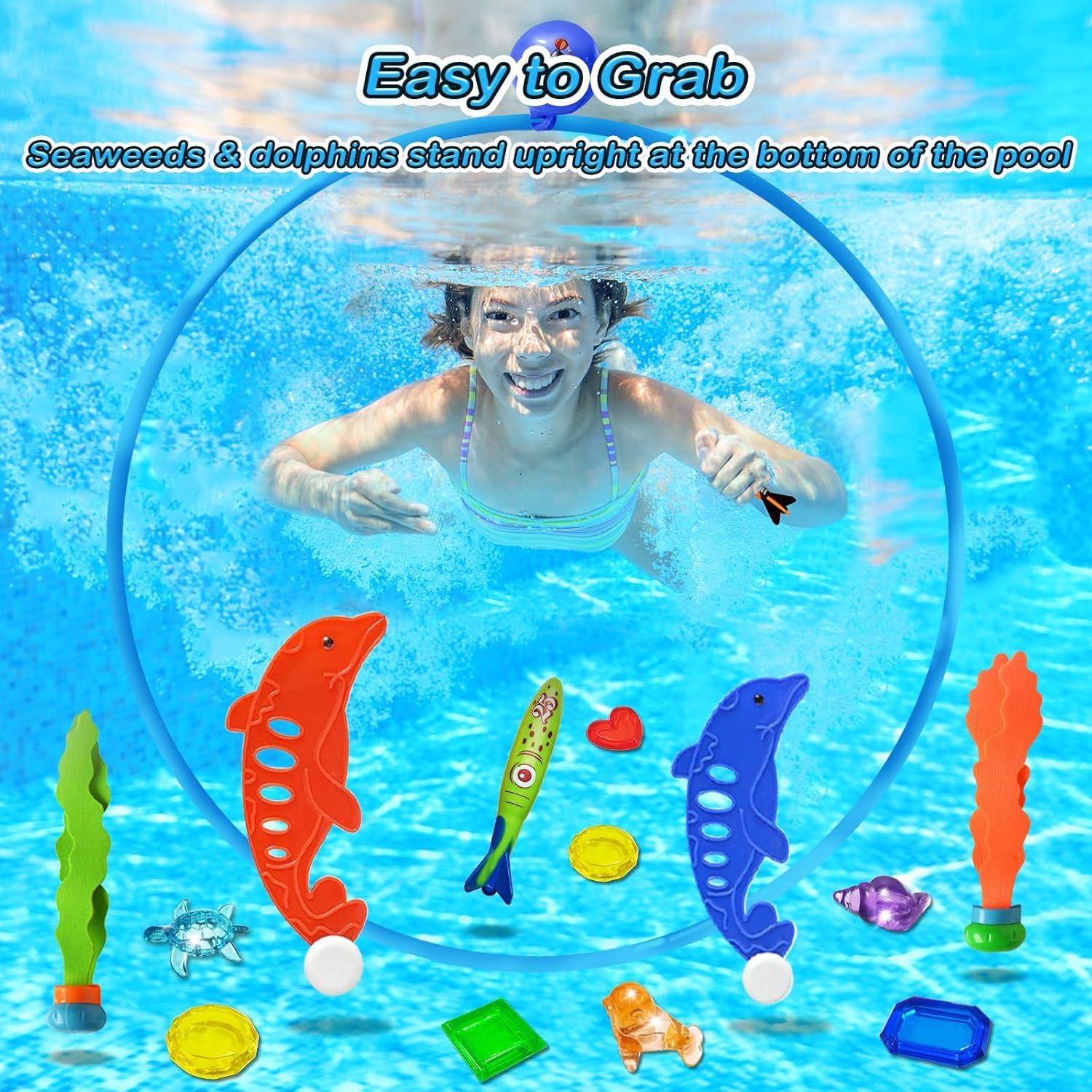"28-Piece Pool Diving Rings Set – Underwater Treasure Swim Game"