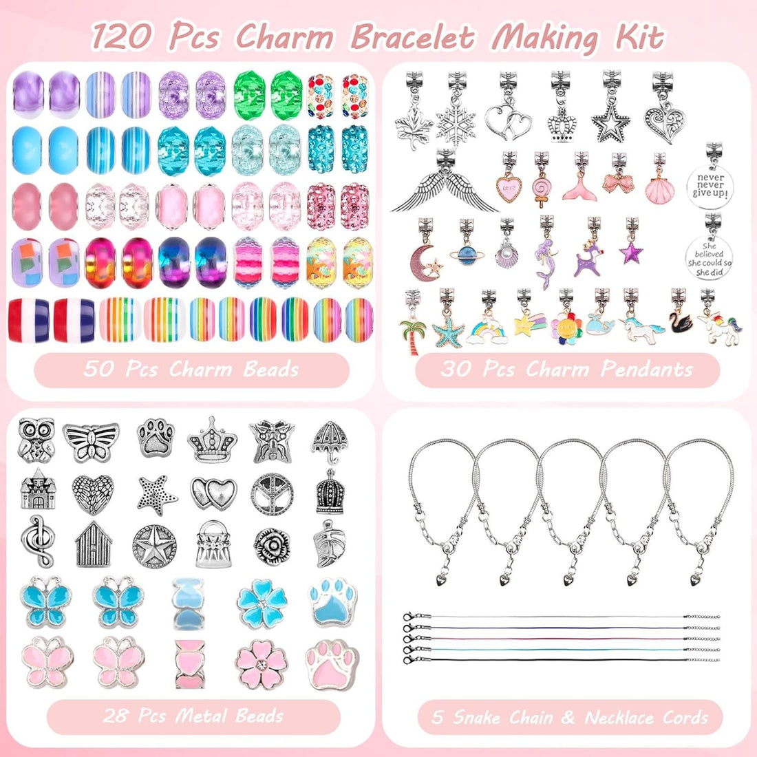 UFU Charm Bracelet Making Kit, 120Pcs DIY Jewelry