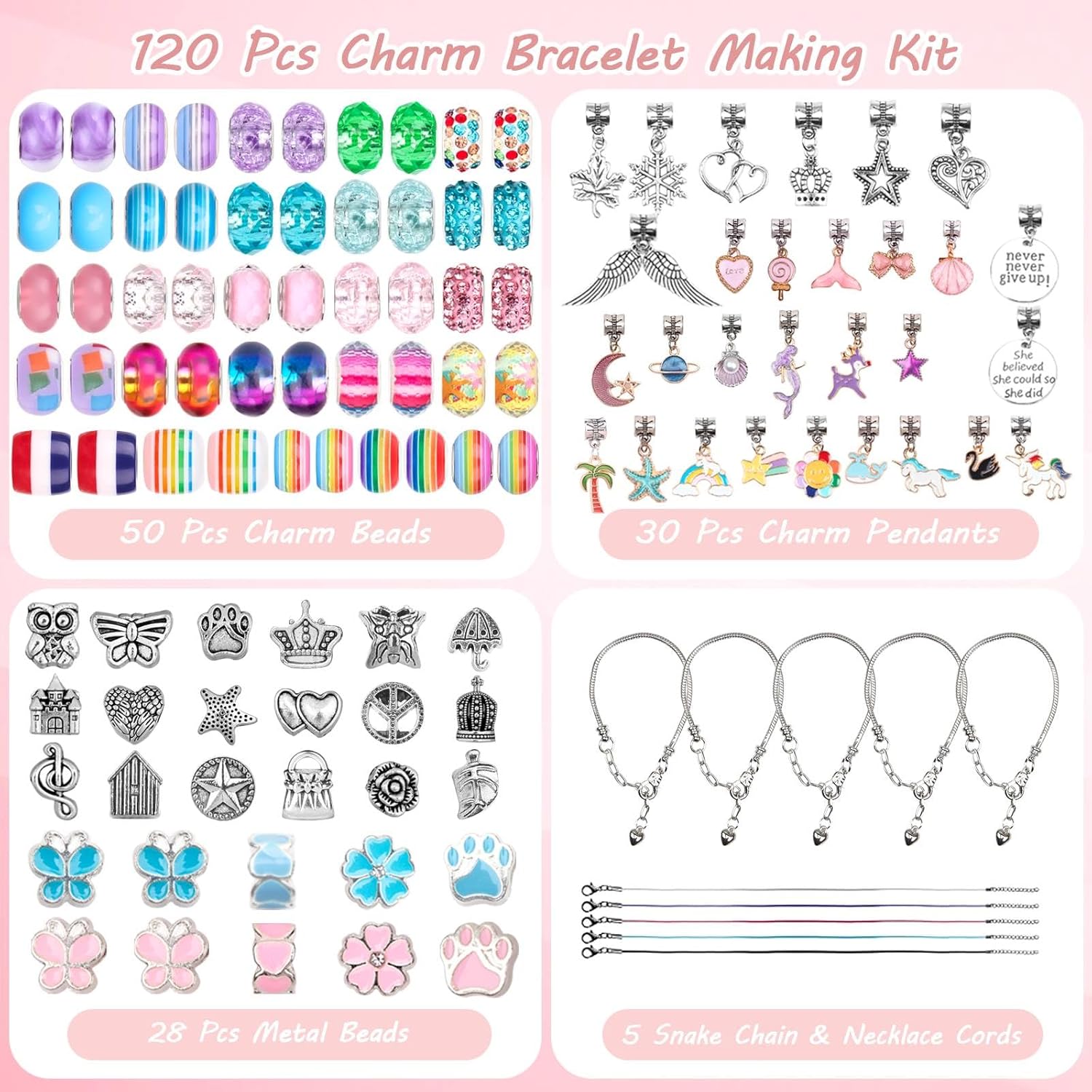 UFU Charm Bracelet Making Kit, 120Pcs DIY Jewelry