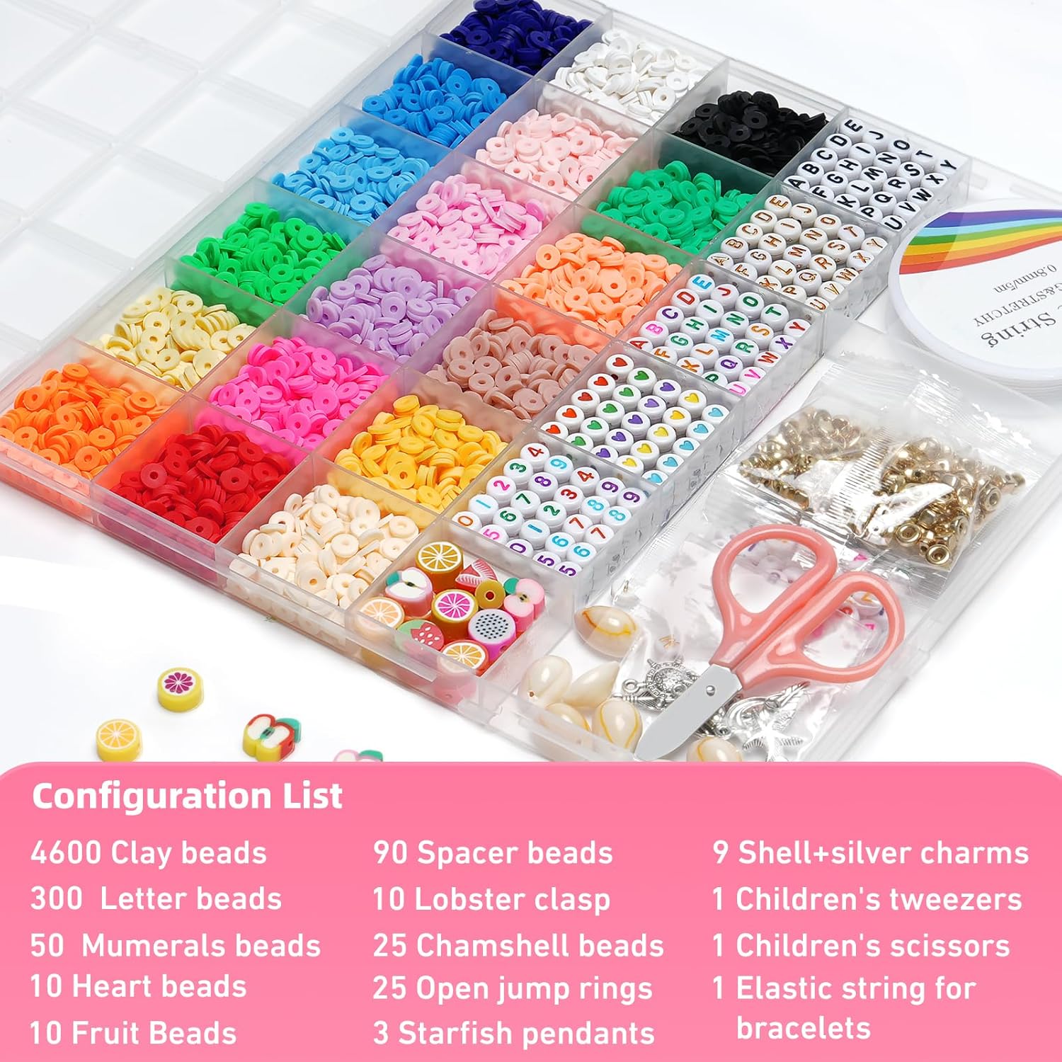 Redtwo 5100 Clay Beads Bracelet Making Kit, Flat Preppy Beads for Friendship