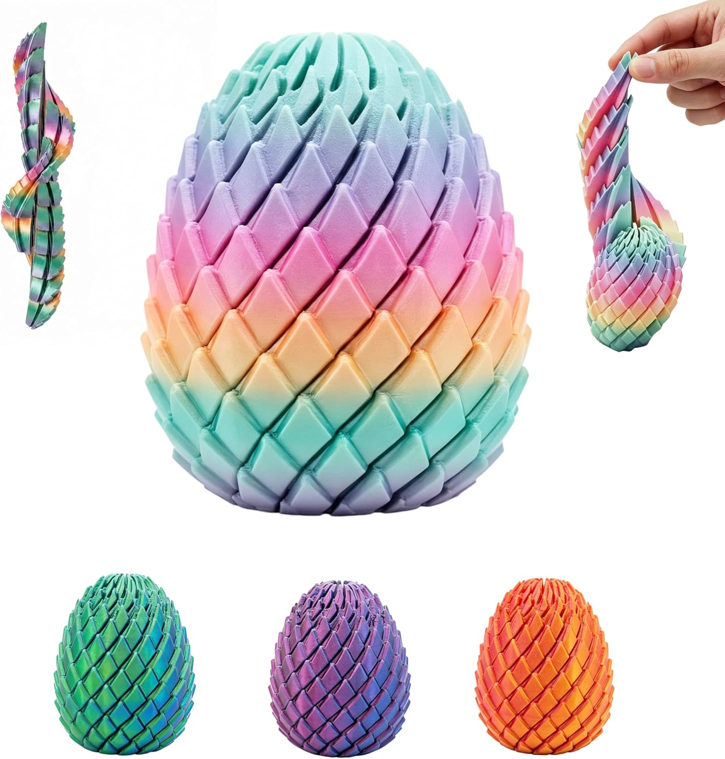 3D Printed Fidget Toy, Twisty Dragon Eggs, Spiral Slippery Egg Fidget Toy