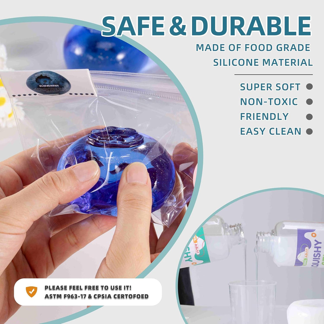 Blueberry Taba Squishy – Handmade Clear Stress Relief Fidget Toy