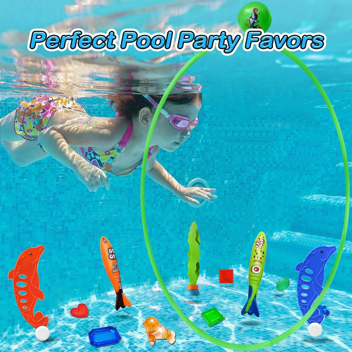 "28-Piece Pool Diving Rings Set – Underwater Treasure Swim Game"