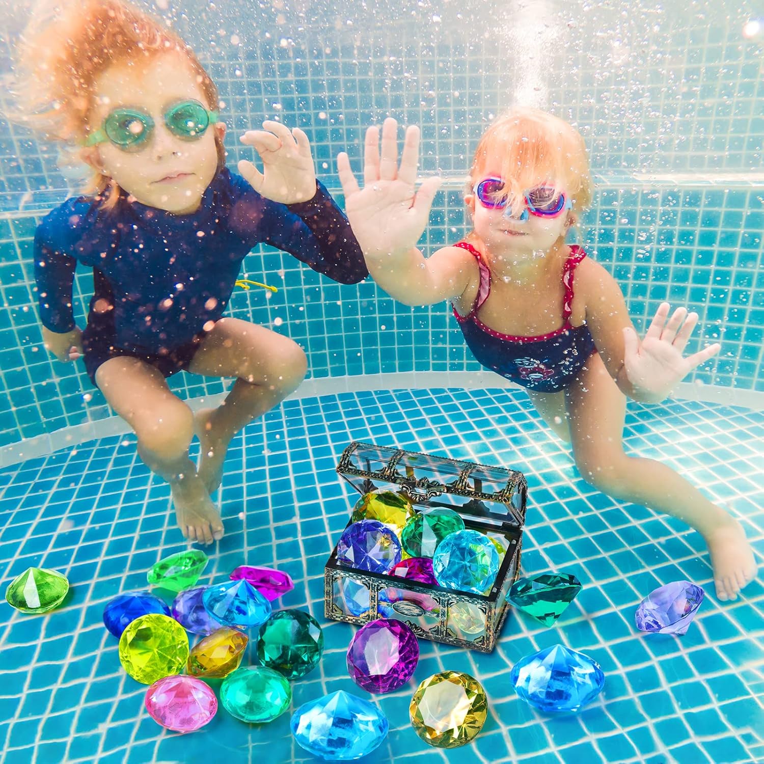 10-Pie10-Piece Giant Diving Gems Pool Toys – Colorful Underwater Treasure Hunting Setce Giant Diving Gems Pool Toys – Colorful Underwater Treasure Hunting Set