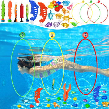 "28-Piece Pool Diving Rings Set – Underwater Treasure Swim Game"
