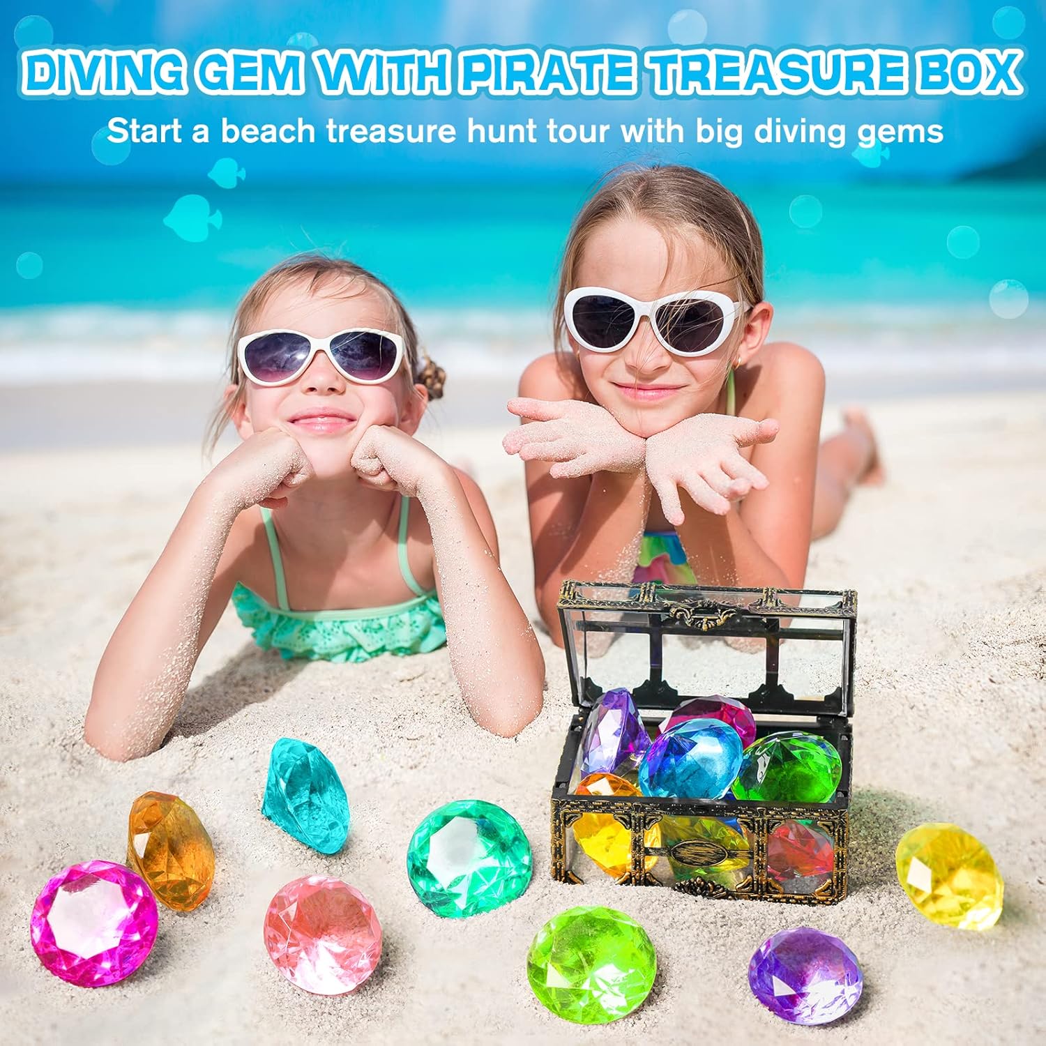 10-Pie10-Piece Giant Diving Gems Pool Toys – Colorful Underwater Treasure Hunting Setce Giant Diving Gems Pool Toys – Colorful Underwater Treasure Hunting Set