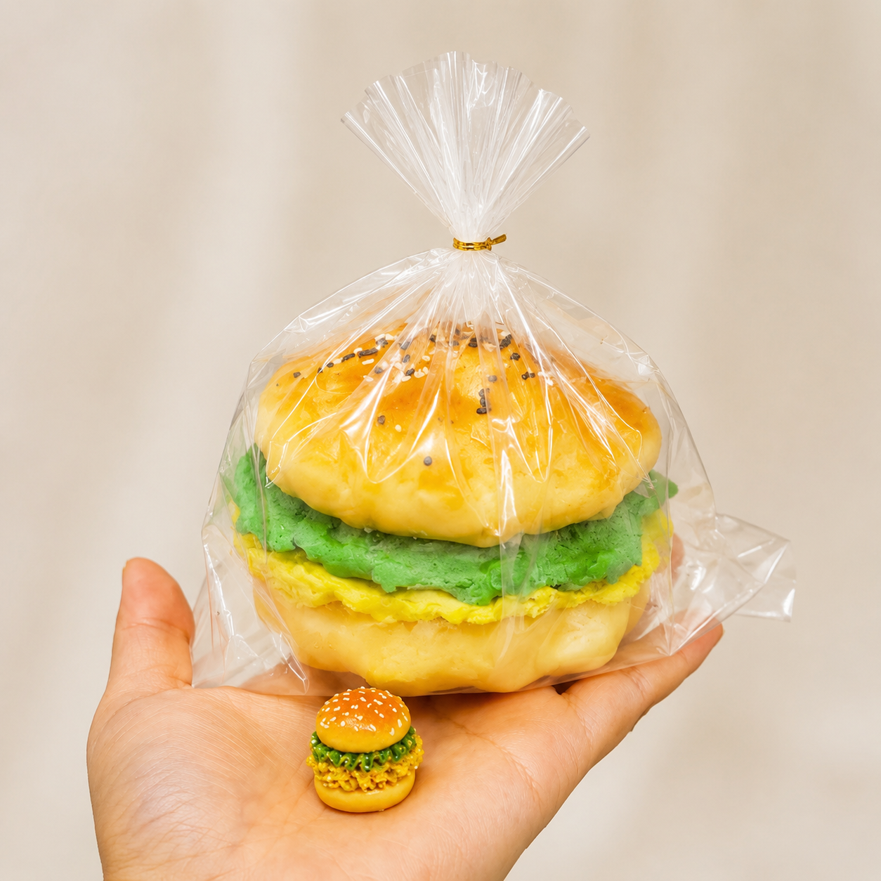 Handmade Realistic Burger Squishy Bag – Crunchy Food Squishy Stress Relief Toy, Satisfying ASMR Fidget Toy