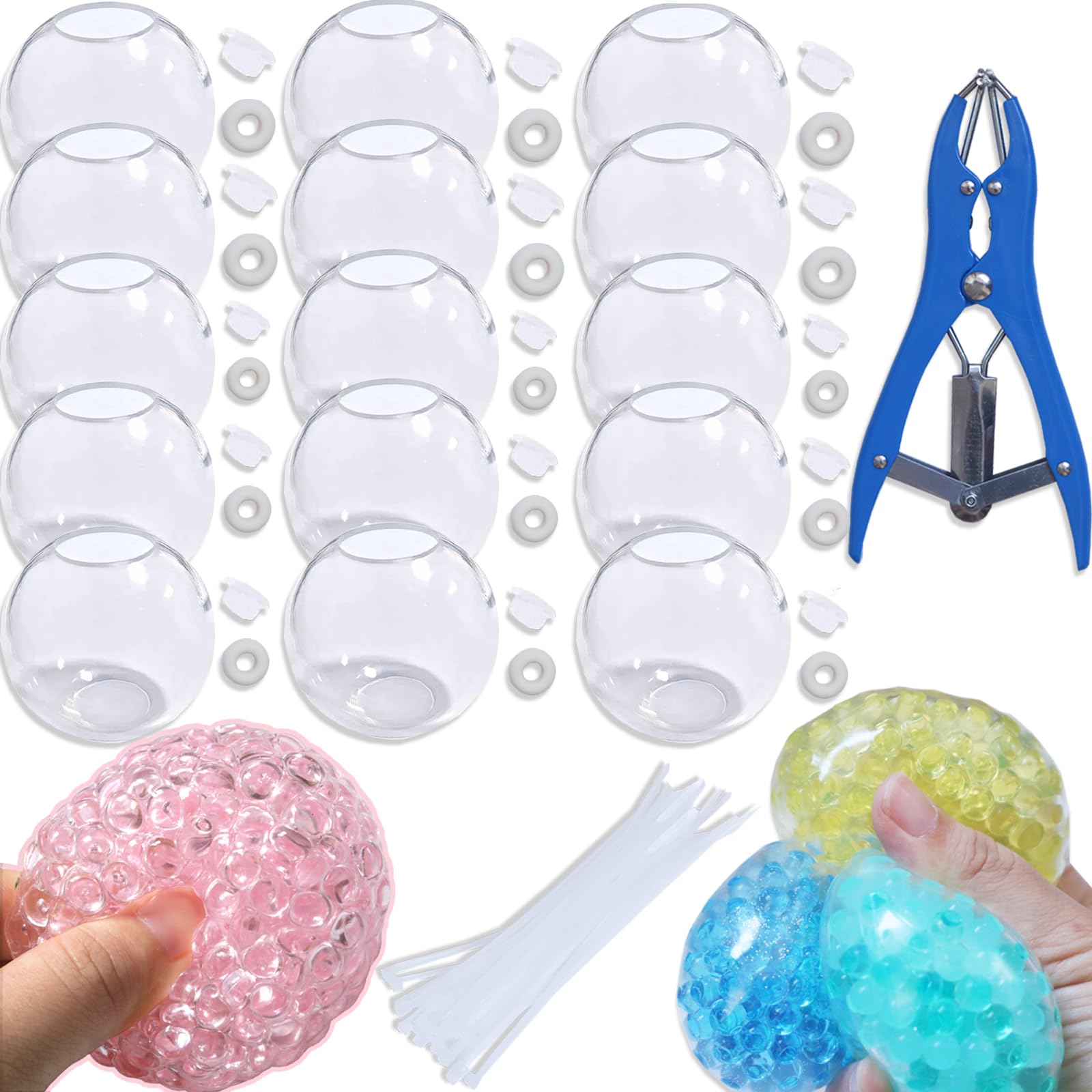 DIY Stress Ball Kit with 15 Clear Skins, Air Pump & Expander Tool – Make Your Own Crunchy Squishy & Fidget Stress Balls