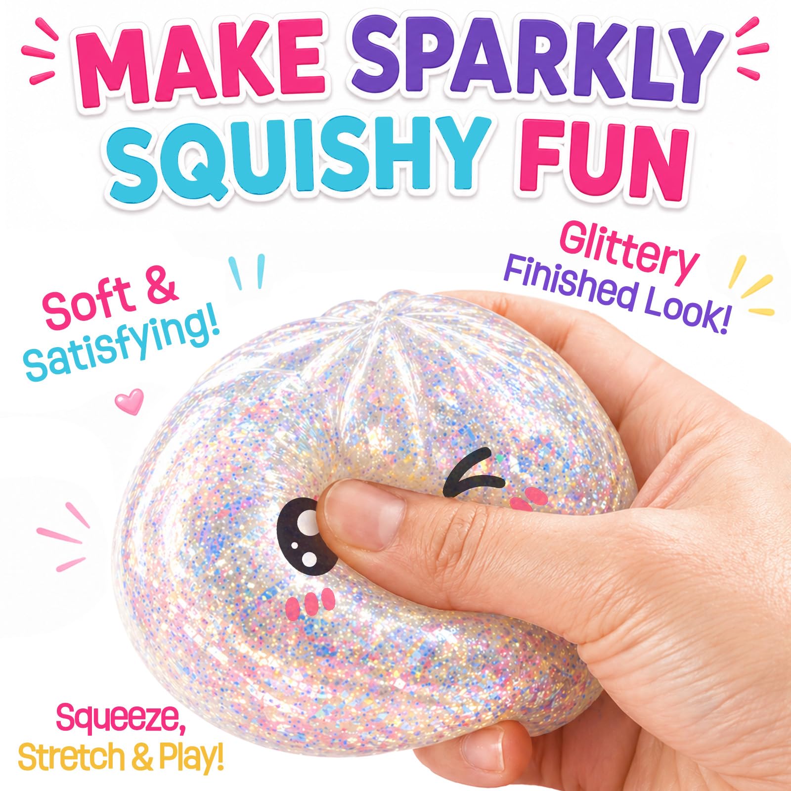 DIY Squishy Making Kit – Create Dumpling, Cheese & Glitter Cube Squishies, Handmade Stress Relief Craft Kit for Kids & Adults